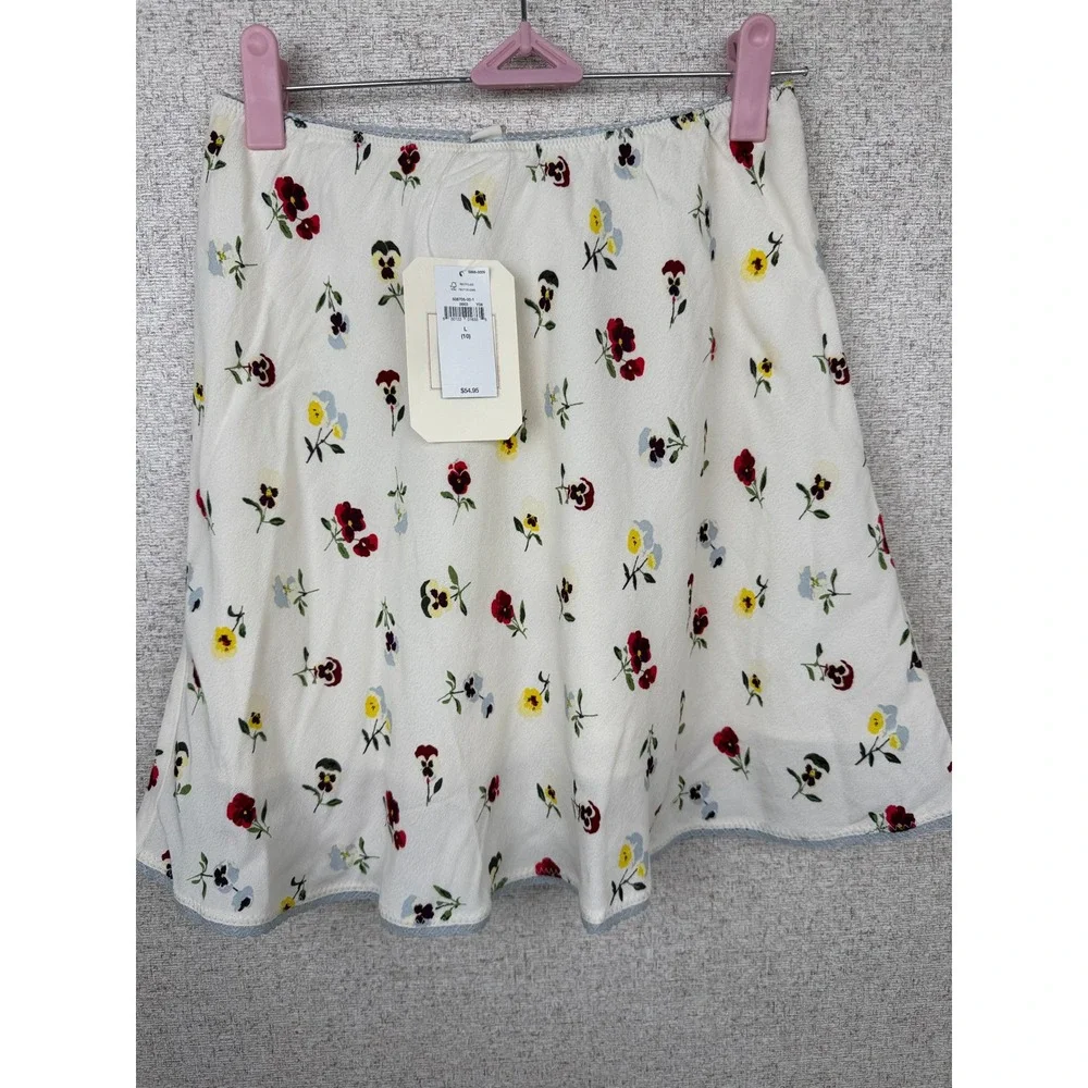 Gap x DÔEN Girls Skirt Size L 10 Pansy Floral Cream Lined Kids NWT Coastal